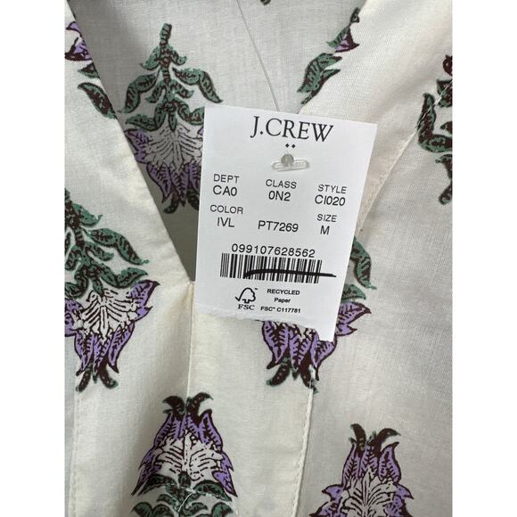 J.Crew NWT Women’s Spring 2025 Splitneck Floral Printed Popover Blouse size M - Picture 4 of 8